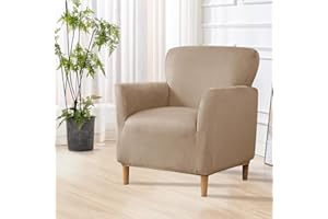 ‎SHANNA SHANNA Bankett Luxus Sesselbezüge: Moderne Samt 1Stück Stuhlhussen Super Weicher Rutschfester Einfarbige Einzelsofabezüge mit Armen, für Hundehaustier (Kamel)