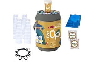 BEER UP PLUS décor Epicurien Tireuse à bières portative - 20 verres + ceinture porte verres - fûts Beertender - 20h de froid sans électricité - remplissage par le fond des verres