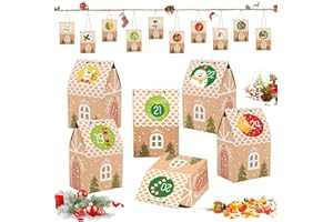 Sprinlot Scatole Regalo di Natale, Calendario Avvento da Riempire, 25 Calendario dell'Avvento Fai da Te, Scatole Caramelle di Natale, Scatole in Carta Regalo per Natale Decorazioni Forniture