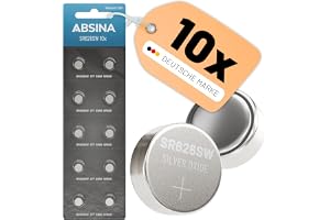 ABSINA 10er Pack SR626SW Uhrenbatterie 1,55V Silberoxid - 377 SR66 626 AG4 | Knopfzellen SR626SW auslaufsicher & lange H