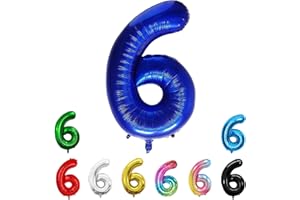 LXMYDM Geburtstags-Zahlenballons XXL-Riesen-Folienballons 40 Zoll – 101 cm Luftballons Geburtstag Jungen Mädchen Babyparty Geburtstagsdekorationen Jubiläumsparty-Dekorationen (Blau, 6)