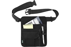 Beautyflier Premium Quality Restaurant Waiter Waist Money Pouch Bag Restaurant Apron Bag with Adjustable Belt Pencil Holder and Check Holder (8.25 x 10 Inches, Black)