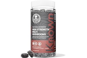 Known 4,200mg High Strength Multi Mushroom Gummies – Blackcurrant Flavour – Lions Mane, Reishi, Cordyceps, Chaga, Maitake, Tremella – Brain, Focus, Immune – 1 Month Supply – Vegan Supplement