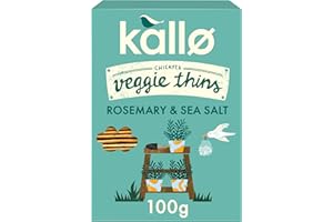 Kallo Rosemary & Sea Salt Veggie Thins Crackers | Healthy Snacks High Fibre, Plant Protein, Gluten Free & Baked | 100g Single Pack