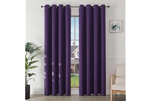 Joydeco Tende Oscuranti per Interni 2 Pezzi L 140 x A 200, Tende Termiche con Occhielli Viola Scuro per Soggiorno Moderne, Cameretta Bambini, Camera