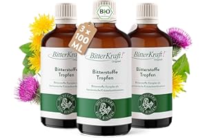BitterKraft! Original BIO Bitterstoffe Tropfen 3x100 ml – nach Hildegard von Bingen – 9 erlesene Bitterkräuter - Verdauungsfördernd – hochdosierte Bittetropfen - 100% Natur – Vegan – Made in Germany