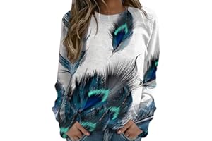 uxxnjfg Femme Sweat-Shirt Mode Fleurie Col Rond Veste Manches Longues Sweat Casual Chic Adulte Automne Manteau