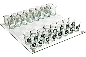 MISTER GADGET, MG3519, Gioco di Scacchi da Bere in Vetro, Gioco di Scacchi da Bere in Vetro, Colori: Bianco e Nero, Perfetto per Serate e Regali Divertenti