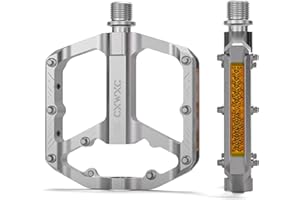 CXWXC Pedali Flat Mtb con Riflettori, Pedali bici a 3 cuscinetti,9/16 pollici, CNC alluminio, per mountain bike, bici da strada