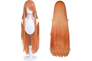 UTIEHD Peluca larga 100 cm, cosplay de anime universal, perfecta para fiestas, uso diario, festivales y Halloween, ideal para TV, cine y cosplay de juegos (Naranja)