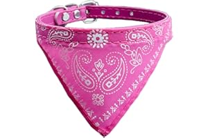 Newtensina Fashion Dog Bandana Collar Dog Collar Boy Medium Bandana Puppy Bandana with Collar for Dogs - Roseo - S