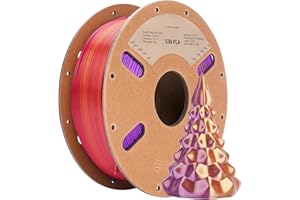 PLA filament 1.75mm Silk, ENISINA Filament PLA Brillant pour imprimante 3D FDM,Précision Dimensionnelle +/- 0.03mm,1kg / 2.20lb（Rouge & Violet & Or ）