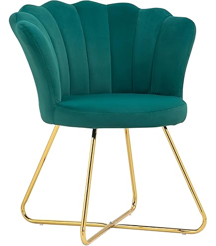 Chaise De Salle à Manger Moderne Fauteuil Salon Avec Pieds En Métal Doré Et Dossier - Velours - Vert