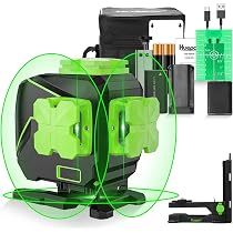 Huepar Kruislijnlaser 3 x 360 Laserniveau Groen (Professionele Huepar Kruislijnlaser 3 x 360 Laserniveau Groen (Professionele