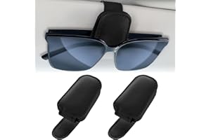 Shinybox Brillenhalter für Auto Sonnenblende, 2 Stück Auto Brillenhalter, Leder Sonnenbrillenhalter Auto, Auto Visier Sonnenbrillenhalter, Auto Visier Zubehör Sonnenbrillen Halterung(Schwarz)