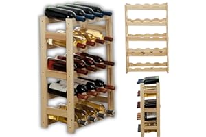 MODO24 Flaschenregal, Weinschrank, Weinständer, Getränkeregal, Weinflaschenhalter, Flaschen Organizer, Weinschrank, Weinregal Holz für 20 Flaschen, Abmessungen 70x43x25 cm, Farben: Naturholz