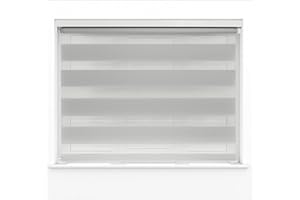 GENERIC Grey Dual Layer Zebra Day & Night Roller Blinds Light Filtering Material with Metal Brackets & Fittings 110cm Width x 160cm Length