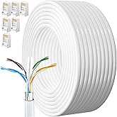 MEIPEK Ethernet Cable 30 Metres, Cat 6 Outdoor Network Cable FTP Shielded | Rj45 Network White LAN Internet High Speed 250MHz
