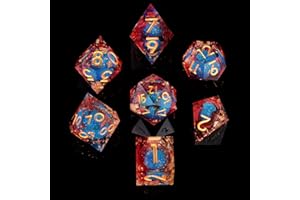 ORUZA 7 Stück DND Polyedrische Würfel Set Liquid Core D&D Würfel D4 D6 D8 D10 D12 D20 D% DND Würfel für Dungeons and Dragons RPG MTG Pathfinder Rollenspiele Spielwürfel