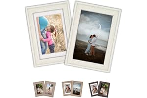 GANCEDO HOME Marco de Fotos 15x20 cm - 2 Uds - Marcos de Fotos de Madera - Marco de Fotos con Paspartú - Porta Fotos Mesa - Marcos de Fotos Baratos - Regalo Aniversario - Cuadros de Fotos (15x20 cm, Blanco)