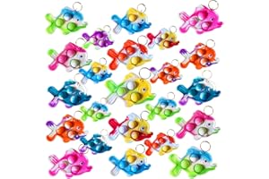 VICTGAME 30 pcs Rainbow Classroom Studenti Premio regalo e bomboniere per feste di compleanno, Mini Pop Pesce Fidget Portachiavi Bolla presente per bambini Ragazzi Ragazze