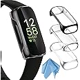 FINTIE Case Compatible with Fitbit Inspire 3 2 HR, Flexible Soft Full-Around Watch Screen Protector TPU Case Cover Bumper Shell - Black/Clear/Silver (Pack of 3)