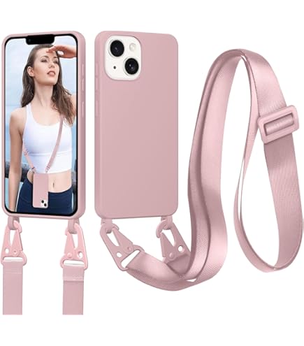 Custodia Con Laccio Per IPhone 13/14 - Silicone Morbido, Antiurto, Cordino Regolabile, Colore Rosa - Foto 4