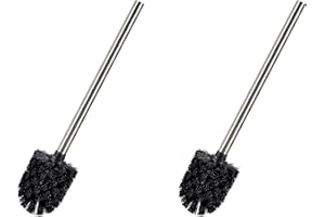 TIENDA EURASIA® Pack 2 Escobillas de Baño - Recambio de Escobilla WC de Baño de Acero Inoxidable - Ø8 x 35x5 cm (Negro)
