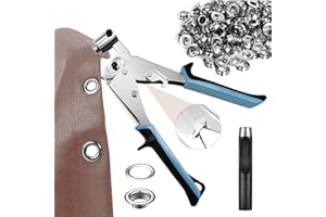 JABNOW Remachadora para Ojales con 400 Ojetes Metálicos Metálicos (Ø10mm), Alicates de Ojales, para lonas, PVC, Prendas de Vestir y Bolsas(Con 1 Perforadora)
