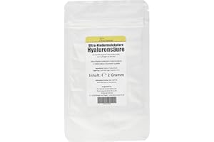 PRO NATURAL 2g Hyaluronsäure Pulver - Ultra Niedermolekulare Hyaluronsäure <5000 Dalton - Herstellung Gel / Creme / Kosmetik - 4g Health