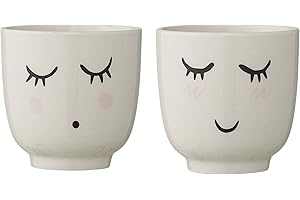 Bloomingville Mały kubek Smilla, biały, ceramika, zestaw 2 szt