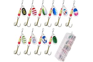 KXRTPX 11 Piece Set Trout Fishing, With Rotating Spinners And Treble Hooks, Fish Lure Kit For Trout Pike Bass Salmon Freshwater And Saltwater Use
