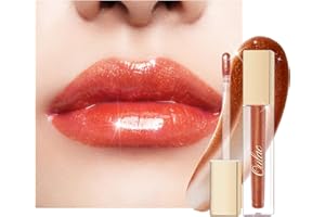 Oulac Orange Gloss à Lèvres Pailleté - Gloss Transparent Hydratant Rouge à Lèvres Liquide | Huile a Levre Brillant Lip Oil - Enrichi en Extrait de Rose | Formule Vegan - 4,5ml, Abricot (02)