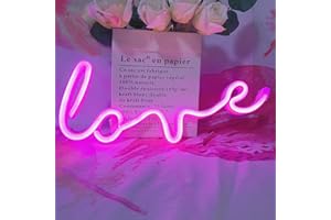 QIAOFEI Néon Art Love Signs Light LED Amour Enfants Cadeau Décoratif Signe de Marquee pour Mur Chambre Fête De Mariage Bar Pub Hôtel Plage Récréatif (Rose)