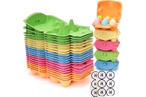 HENGI 20 Stück Eierkarton, Eierschachtel für Hühnereier, Halb Dutzend Colorful Eierkarton für je 6 Eier mit Aufklebern, Feuchtigkeitsdicht, perfekt zum Aufbewahren von Hühnereiern oder Osterhandwerk