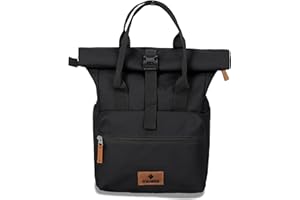 Travelite Handgepäck Rucksack, Laptop Rucksack 14 Zoll, Basics Short Handle Rollup, Reiserucksack Rolltop Funktion