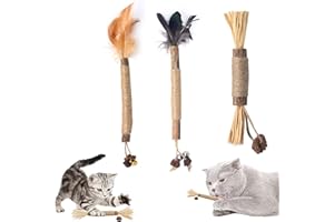 AOMiGT Masticar Palos Gato, Palitos de Catnip, 3 Piezas Palitos de Catnip para Gatos, Juguetes para Morder para Gatos, Palo De Gato, Palitos Matatabi de Madera para Cuidado Dental en Gatos
