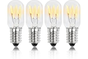 VAKLER 4x Bombilla 15W Frigorifico E14 Luz Cálida, Blanco Cálido 80 lúmenes y 2700 K T20 Paquete de 4 Bombillas T20 para Frigorífico Máquina de Coser Lámpara de sal y Campana Extractora