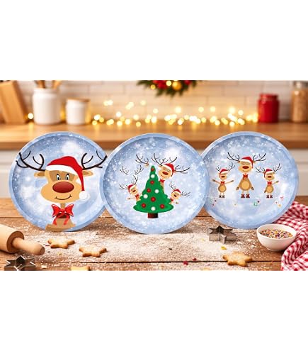 Sternfabrik 4er SET Gebäck & Deko Teller 26cm Ø Höhe: 3cm Metall Weihnachten Dekoration Plätzchen Gebäckteller Küche, Haushalt & Wohnen