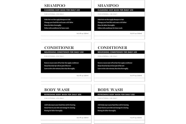 18 Pcs Autocollants d'Étiquettes Imperméables pour Bouteilles de Distributeur Étiquette de Ferme Autocollants de Distributeur de Shampooing pour Cuisine Salle de Bain 2,76 x 3,54 Pouces