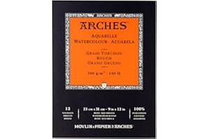 Arches 795102 Pad Aquarelle Grain TORCHON Natur Blanc 300G 23X21CM 12P, Autre, Multicolore, 23X31CM