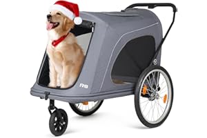 Beberoad R8 Foldable Pet Stroller, Dog Stroller & Pet Trailer for Large Dogs, Elderly, Disabled, and Pregnant Dogs - Conveniently Carriable by Bike and Car (Grey)