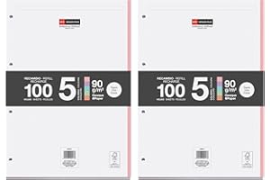 Miquelrius - Bloc di ricarica, 200 fogli sciolti puntinati dots, Carta opaca 90 g/m², Ricarica fogli A4 perforati per raccoglitori ad anelli o archiviatori, Materiale scolastico, 5 colori