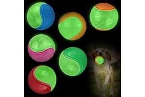 JOKILY 6 stycken Glow In The Dark Hundboll, 6,5 cm lysande boll hundbollar