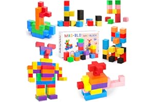 AQXONG 80 Pièces Blocs de Construction Magnétiques Jouets Jouets de Construction Magnétiques Blocs de Construction Éducatifs Jouets Jouets de Construction pour Enfants Convient pour 3+ Enfants