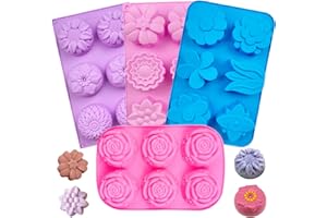 DAFENCAR Silikonform Seife, 4pcs Seifenformen Silikon, 6 Mulden Silikonform Blumen, Wiederverwendbar Silikonformen Seife, Seifenformen für Kunsthandwerk, Handgemachte Seifenherstellung (Farbe Zufällig)