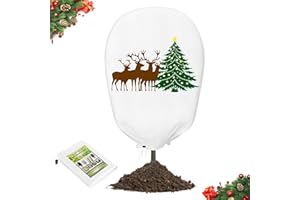 Lohofrnny Housse Hivernage Plante, 120x180cm Voile Hivernage Plante Extérieur 80g/m², Housse d’Hivernage avec Motif de Noël, Protection Contre Froid et Gel, Réutilisable (Hirsch–Grün)