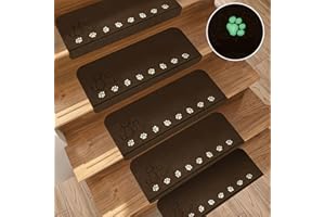 Yrhrol 2 Pack Luminous Stair Treads Mats Anti-Slip Rugs Night Light Luminous Pads Runner Mute Home Decor Cat Staircase Carpets Protector Pattern Floor Mat Kitchen Rug for Kids and Dogs
