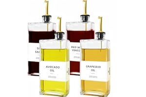 BIKALAN Olive Oil Dispenser Bottle for Kitchen, Coffee Syrup Dispenser - Elegant & Classy Olive Oil Bottles for Kitchen - Glass Cooking Oil Dispenser, Container, Cruet (Gold *4, 500 Milliliters)