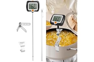 GUNIATA Termometro digitale per zucchero con display istantaneo, termometro per cioccolato con sonda in acciaio inox e display LCD girevole a 180°, per creme al cioccolato, salse, marmellate e sciroppi